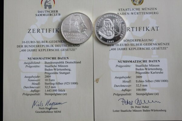 10 euro 2009 i medal 400 Jahre Keplersche Gesetze
