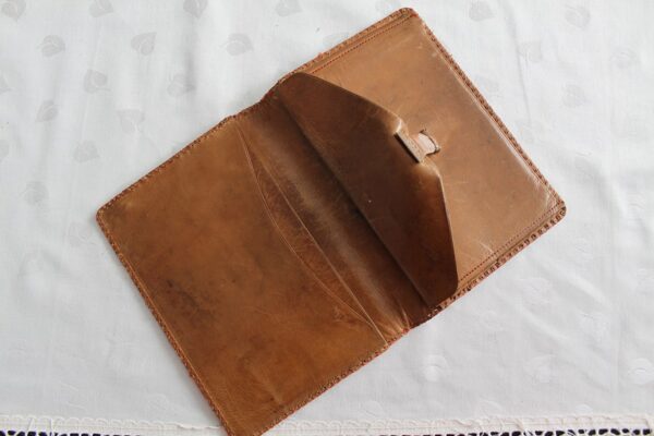 Duży, skórzany portfel męski z Żaglowcem Vintage