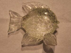 Szkło Murano seledynowa rybka Vintage