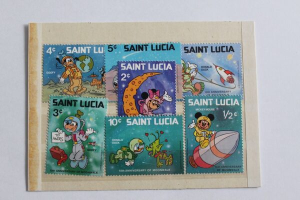 Znaczki Mickey i przyjaciele w kosmosie St. Lucia 1980