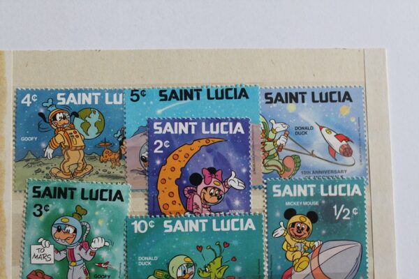 Znaczki Mickey i przyjaciele w kosmosie St. Lucia 1980