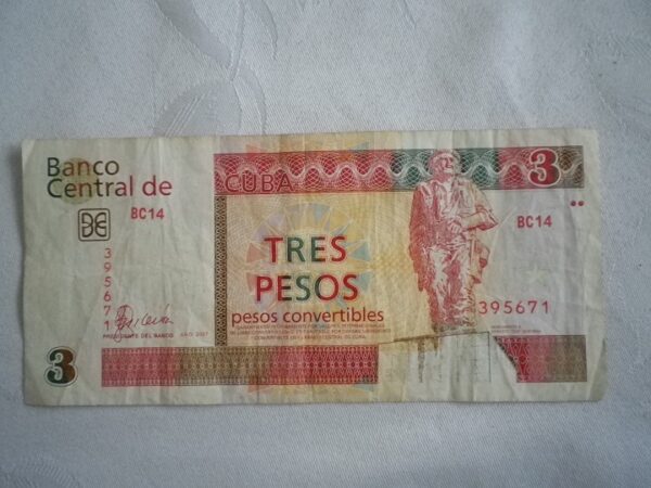 Kuba 3 pesos banknot z 2007 r