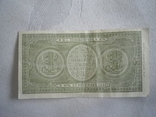 Włochy Biglietto 1 Lira banknot z 1944 r