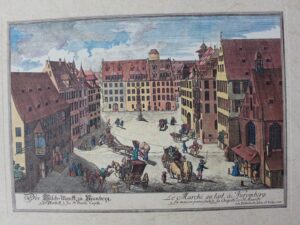 Grafika J.A. Delsenbach  LE MARCHE AU LAIT A NUREMBERG