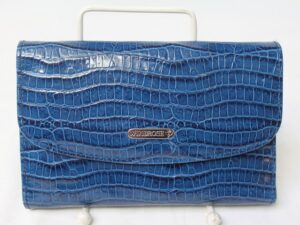 WINDROSE skórzane niebieskie etui na biżuterie Vintage